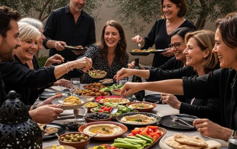 Mezze mediterrane Tischgesellschaft